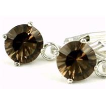 925 Sterling Silver Leverback Earrings, Smoky Quartz, SE017