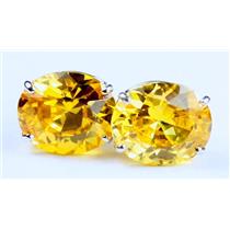 925 Sterling Silver Post Earrings, Golden Yellow CZ, SE202