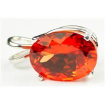 925 Sterling Silver Pendant, Padparadsha CZ, SP004