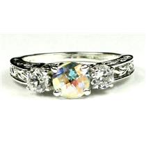 925 Sterling Silver Engagement Ring, Mercury Mist Topaz w/ Accents, SR254