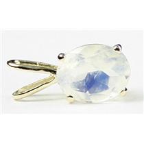 P002, Rainbow Moonstone, 14k Gold Pendant