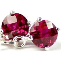 925 Sterling Silver Leverback Earrings, Created Ruby, SE017