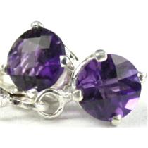 925 Sterling Silver Leverback Earrings, Amethyst, SE017