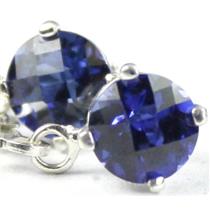 925 Sterling Silver Leverback Earrings, Created Blue Sapphire, SE017
