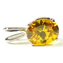 925 Sterling Silver Pendant, Golden Yellow CZ, SP002