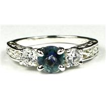 925 Sterling Silver Engagement Ring, Neptune Garden Topaz w/ Accents, SR254