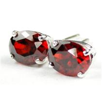 925 Sterling Silver Post Earrings, Garnet CZ, SE002
