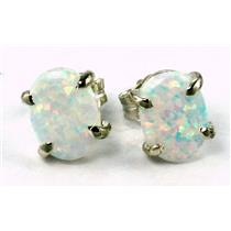 925 Sterling Silver Post Earrings, Created White Opal, SE002C