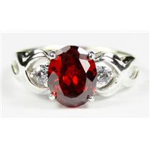 SR243, Garnet CZ, 925 Sterling Silver Ring