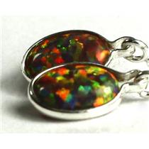 925 Sterling Silver Threader Earrings, Created Black Opal, SE005