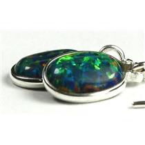 925 Sterling Silver Threader Earrings, Created Blue/Green Opal, SE005