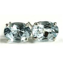 925 Sterling Silver Post Earrings, Aquamarine, SE002