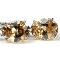925 Sterling Silver Leverback Earrings, Champagne CZ, SE107