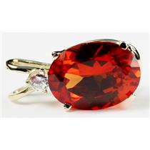 P018, Padparadsha CZ, 14k Gold Pendant