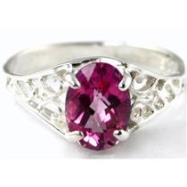 Sterling Silver Ladies Ring, Pure Pink Topaz, SR005