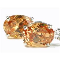 925 Sterling Silver Threader Earrings, Champagne CZ, SE003