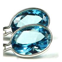 925 Sterling Silver Leverback Earrings, Paraiba Topaz, SE001