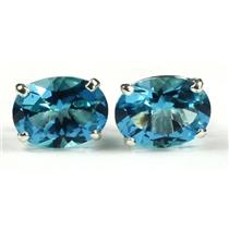 925 Sterling Silver Post Earrings, Paraiba Topaz, SE002