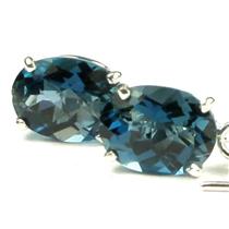 925 Sterling Silver Threader Earrings, London Blue Topaz, SE003