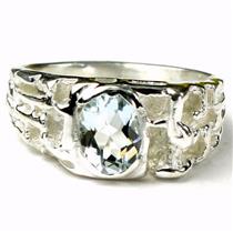 925 Sterling Silver Men's Nugget Ring, Aquamarine, SR197