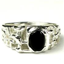 925 Sterling Silver Men's Nugget Ring, Black Onyx, SR197