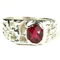 925 Sterling Silver Men's Nugget Ring, Crimson Fire Topaz, SR197