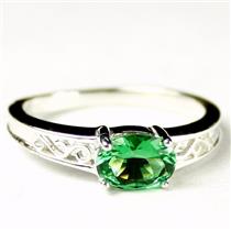SR362, Russian Nanocrystal Emerald, 925 Sterling Silver Ladies Ring