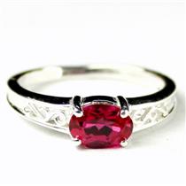 SR362, Created Ruby, 925 Sterling Silver Ladies Ring