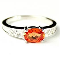 SR362, Created Padparadsha Sapphire, 925 Sterling Silver Ladies Ring