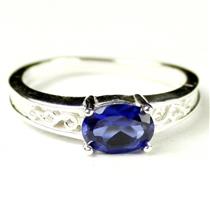 SR362, Created Blue Sapphire, 925 Sterling Silver Ladies Ring