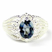 SR365, London Blue Topaz, 925 Sterling Silver Beaded Ring