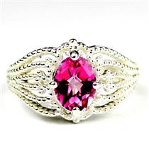 SR365, Pure Pink Topaz, 925 Sterling Silver Ladies Beaded Ring