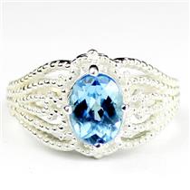 SR365, Swiss Blue Topaz, 925 Sterling Silver Ladies Ring