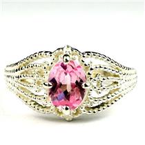 SR365, Created Pink Sapphire, 925 Sterling Silver Ladies Ring