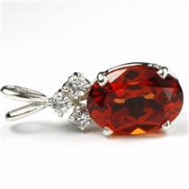 925 Sterling Silver Pendant, Padparadscha CZ, SP043