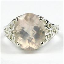 SR057, Rose Quartz, 925 Sterling Silver Ring