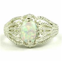SR365, Created White Opal, 925 Sterling Silver Ring