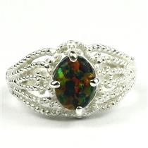 SR365, Created Black Opal, Sterling Silver Ring