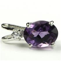 925 Sterling Silver Pendant, Amethyst, SP021
