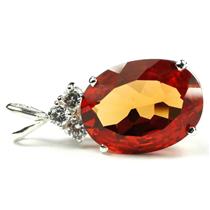 925 Sterling Silver Pendant w/accents, Padparadscha CZ, SP016