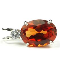 925 Sterling Silver Pendant, Padparadsha CZ, SP019