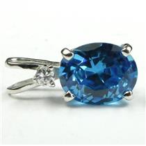 925 Sterling Silver Pendant, Swiss Blue CZ, SP021