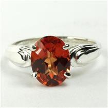 SR058, Created Padparadsha Sapphire, 925 Silver Ring