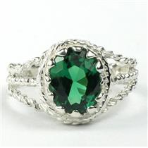 Russian Nanocrystal Emerald,925 Sterling Silver, SR070