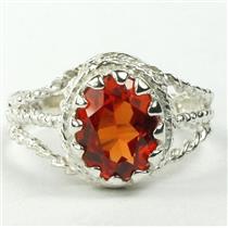 Created Padparadsha Sapphire, 925 Silver Ring, SR070