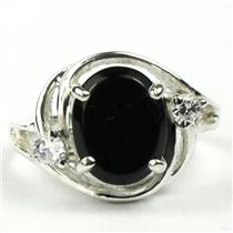 Sterling Silver Ladies Ring, Black Onyx, SR021