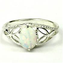 SR137, Created White Opal, 925 Sterling Silver Ring