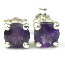 925 Sterling Silver Post Earrings, Amethyst, SE012