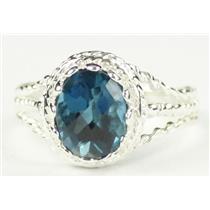 London Blue Topaz, 925 Sterling Silver Ring, SR070