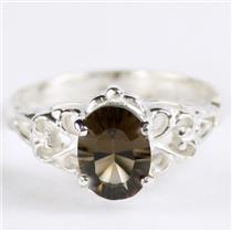 SR302, Smoky Quartz,  925 Sterling Silver Ring